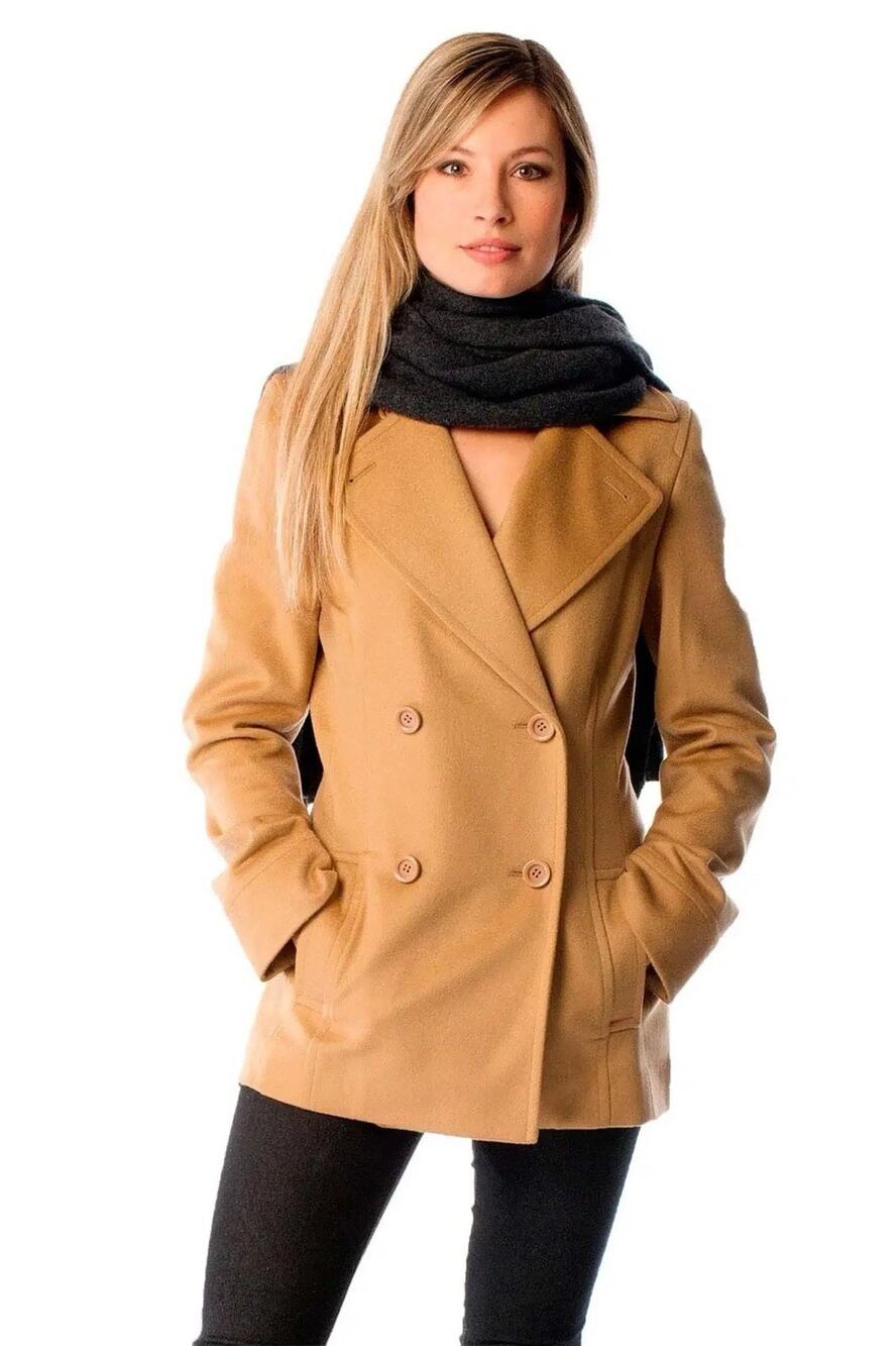 NWOT cashmere Boutique Camel Tan Beige Peacoat 4